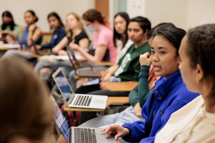 Students having a discussion in a classroom