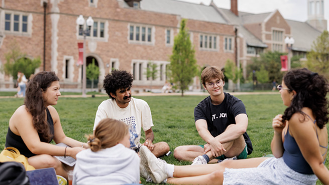 Students gather on Mudd Field